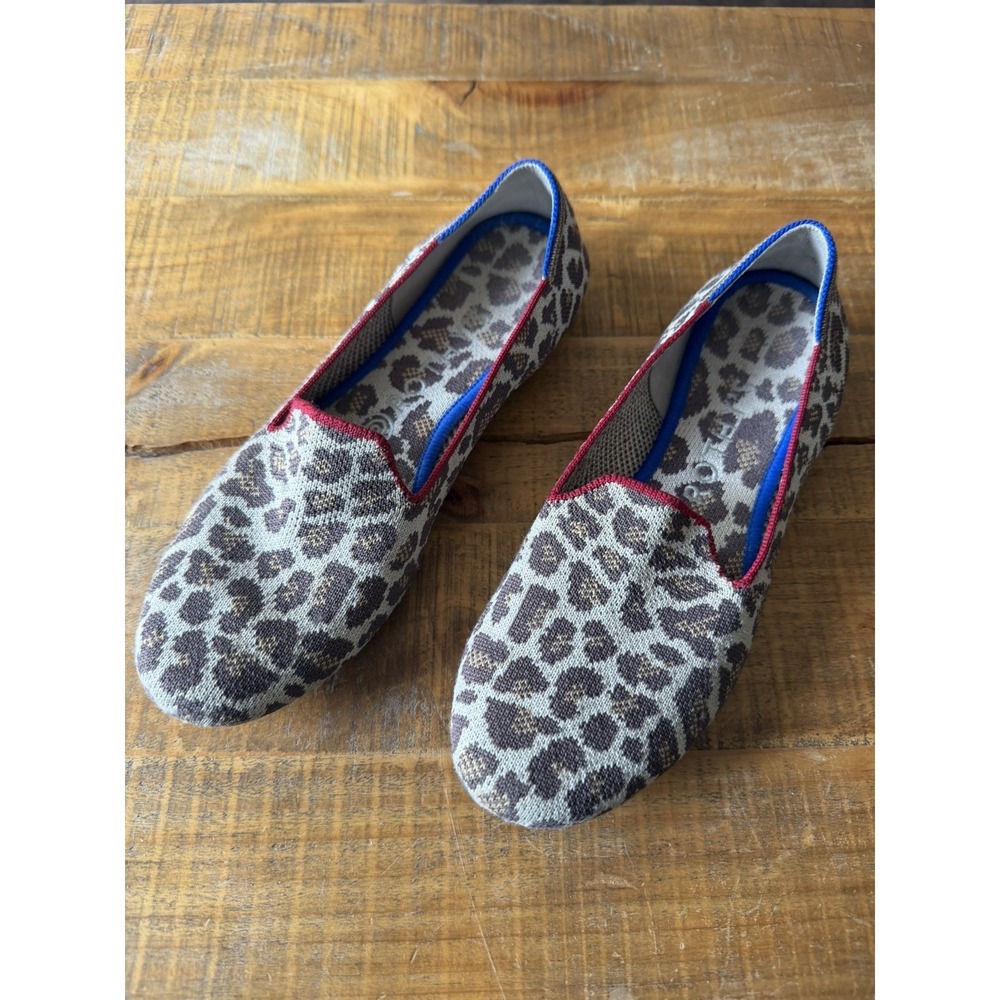 ROTHY'S Mocha LEOPARD Print Round Toe Flat Shoe Loafers Size 8